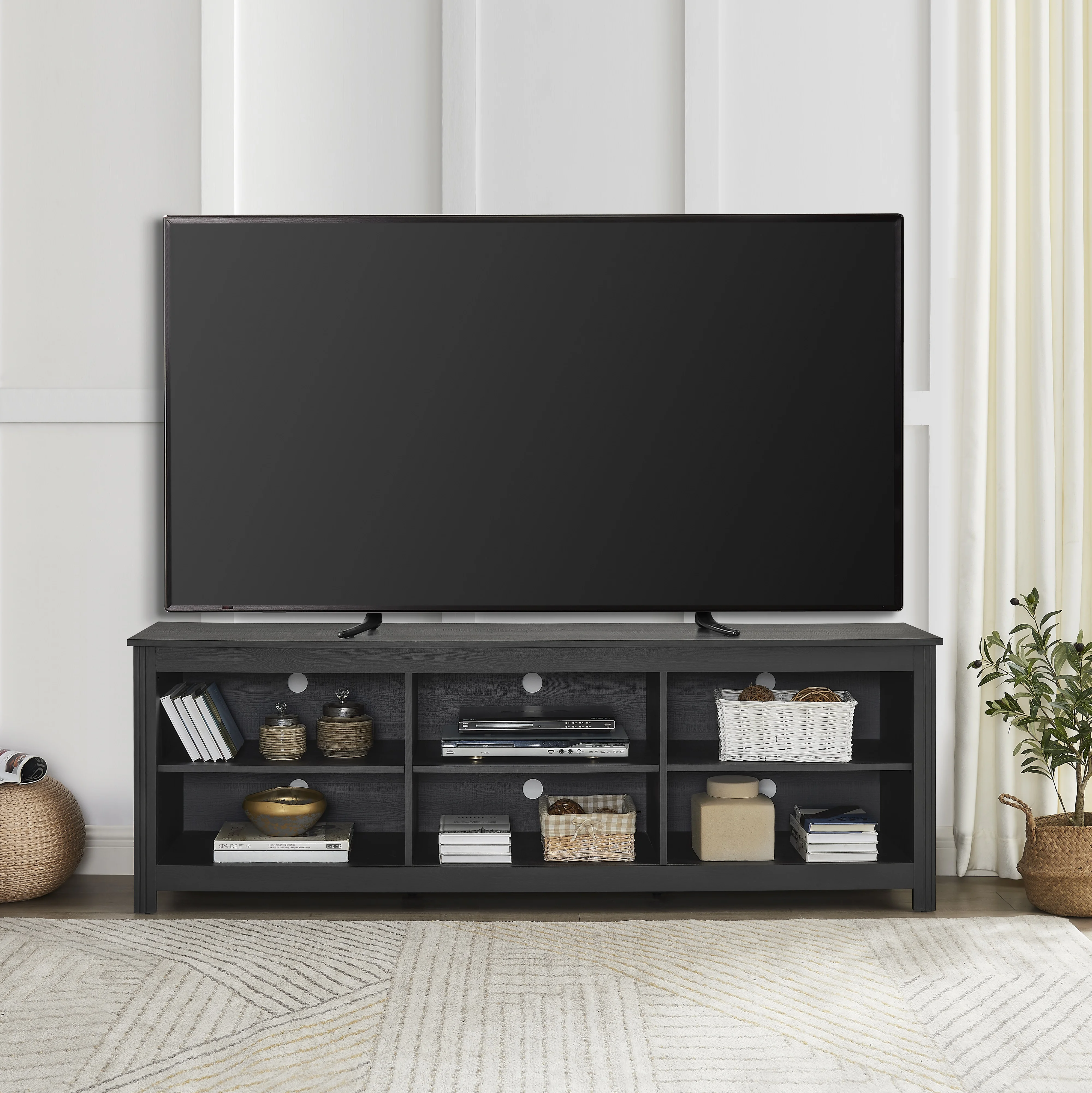 Mainstays Adjustable Shelf TV Stand for TVs up to 70", Black Finish