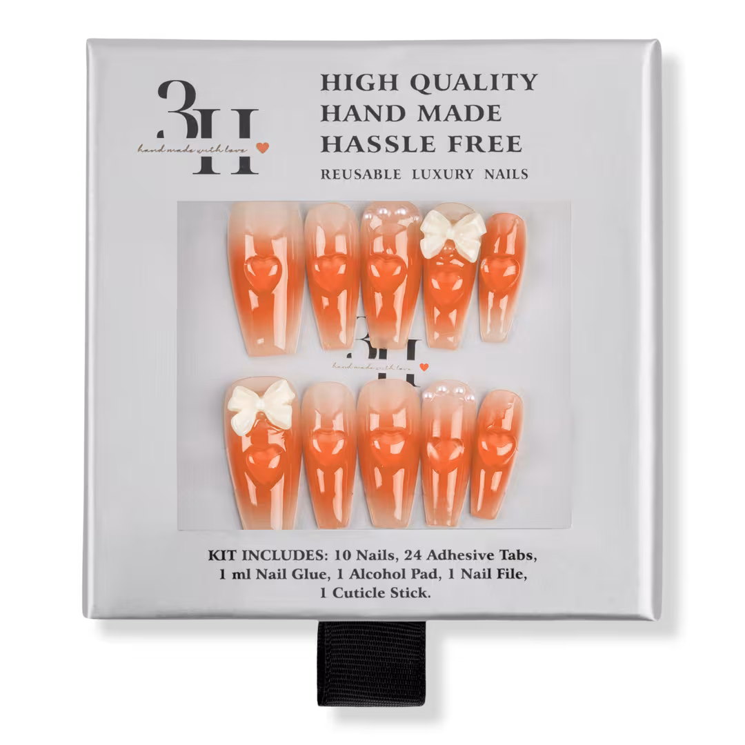 3H Nails  Rouge Bowtique - Medium Coffin Press-On Nails