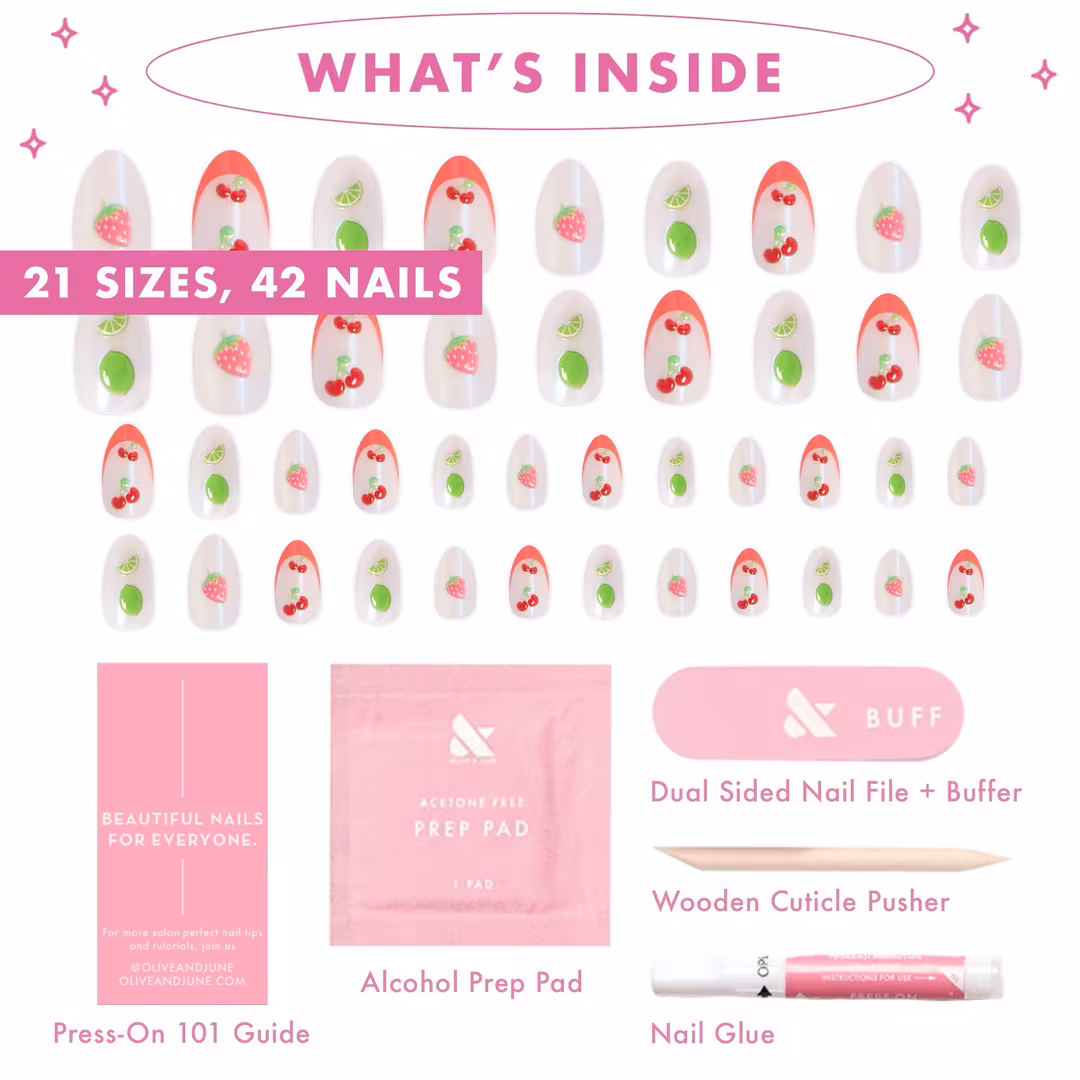 Olive & June  Instant Mani Press-On Nails Puffy Fruits