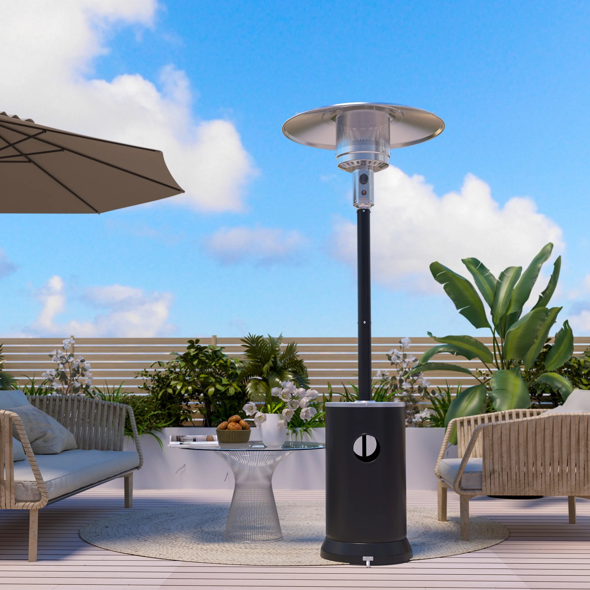 Pamapic 48000 BTU Black Propane Freestanding Patio Heater