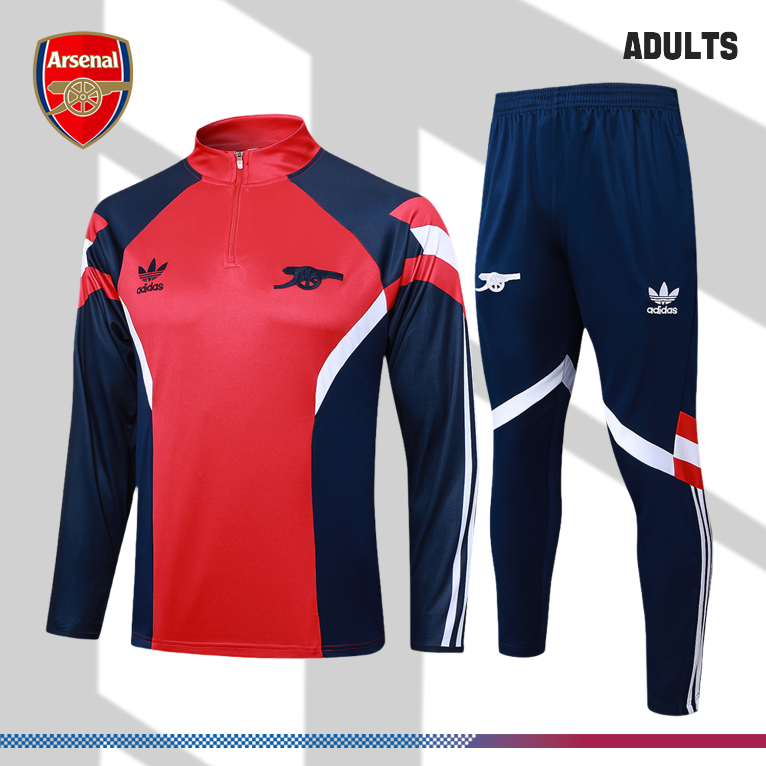 2024/2025 Arsenal Red Retro Adult Half Zip Training Suit (Adult Kit)
