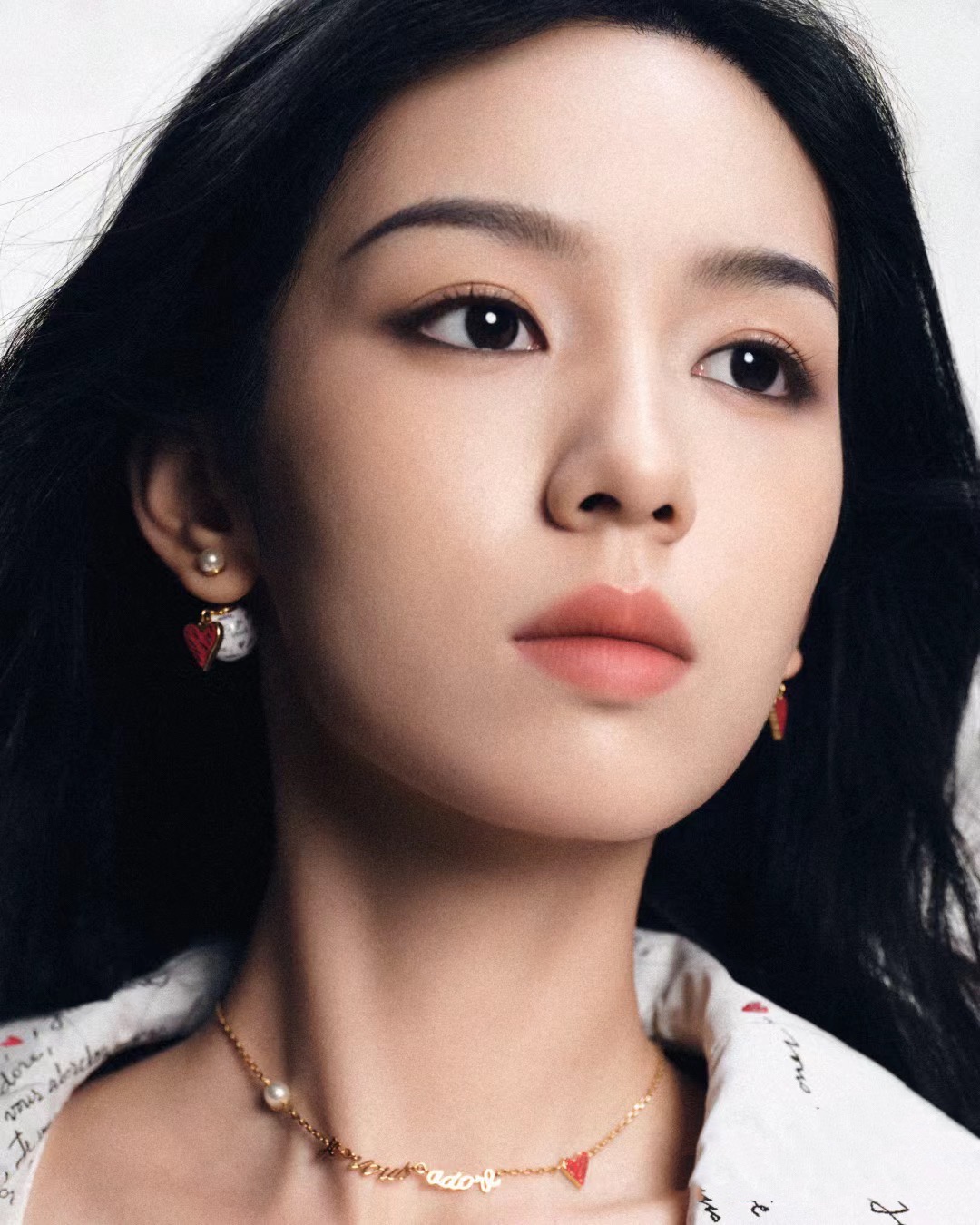Dior Red Heart Letter Earrings