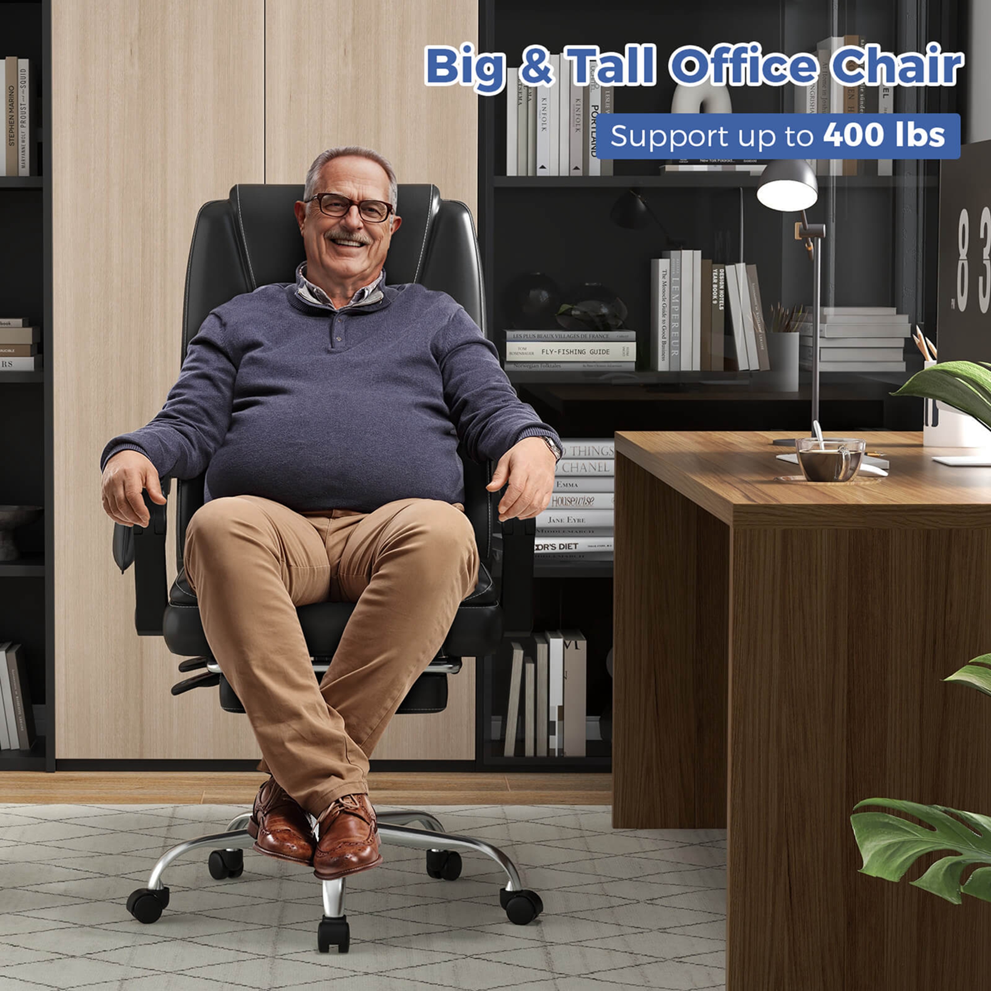 Costway Massage Adjustable Executive Chair 400 LBS Big & Tall Office Chair Black