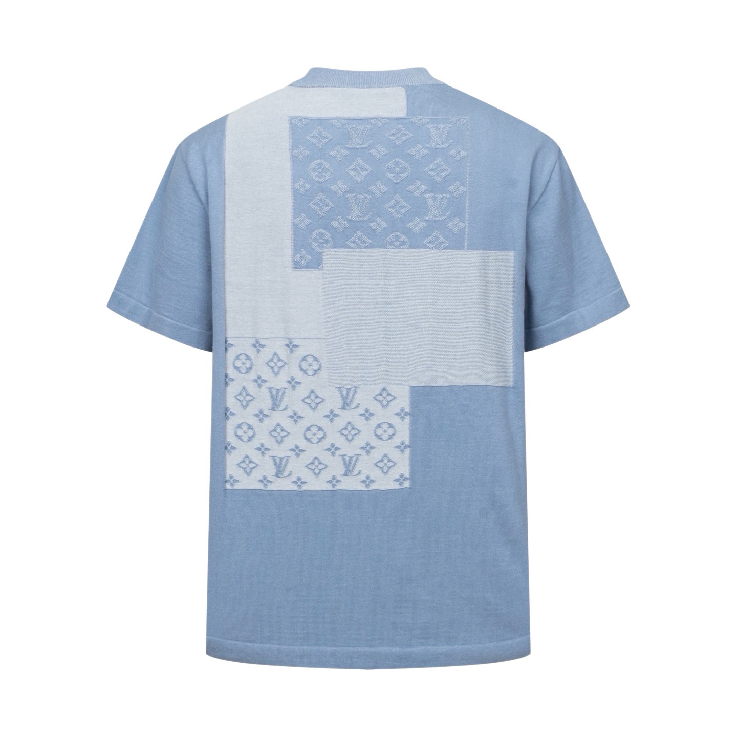 LV Knitted Patchwork Denim Short-Sleeved Crewneck