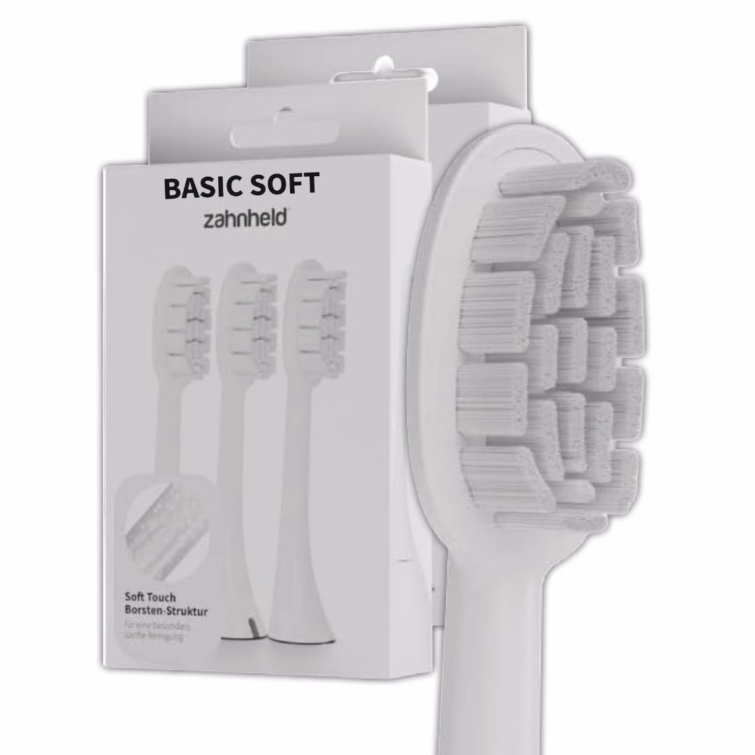 Bürstenkopf Basic Soft schwarz (6 Stück) - für sensibles Zahnfleisch & Zähne