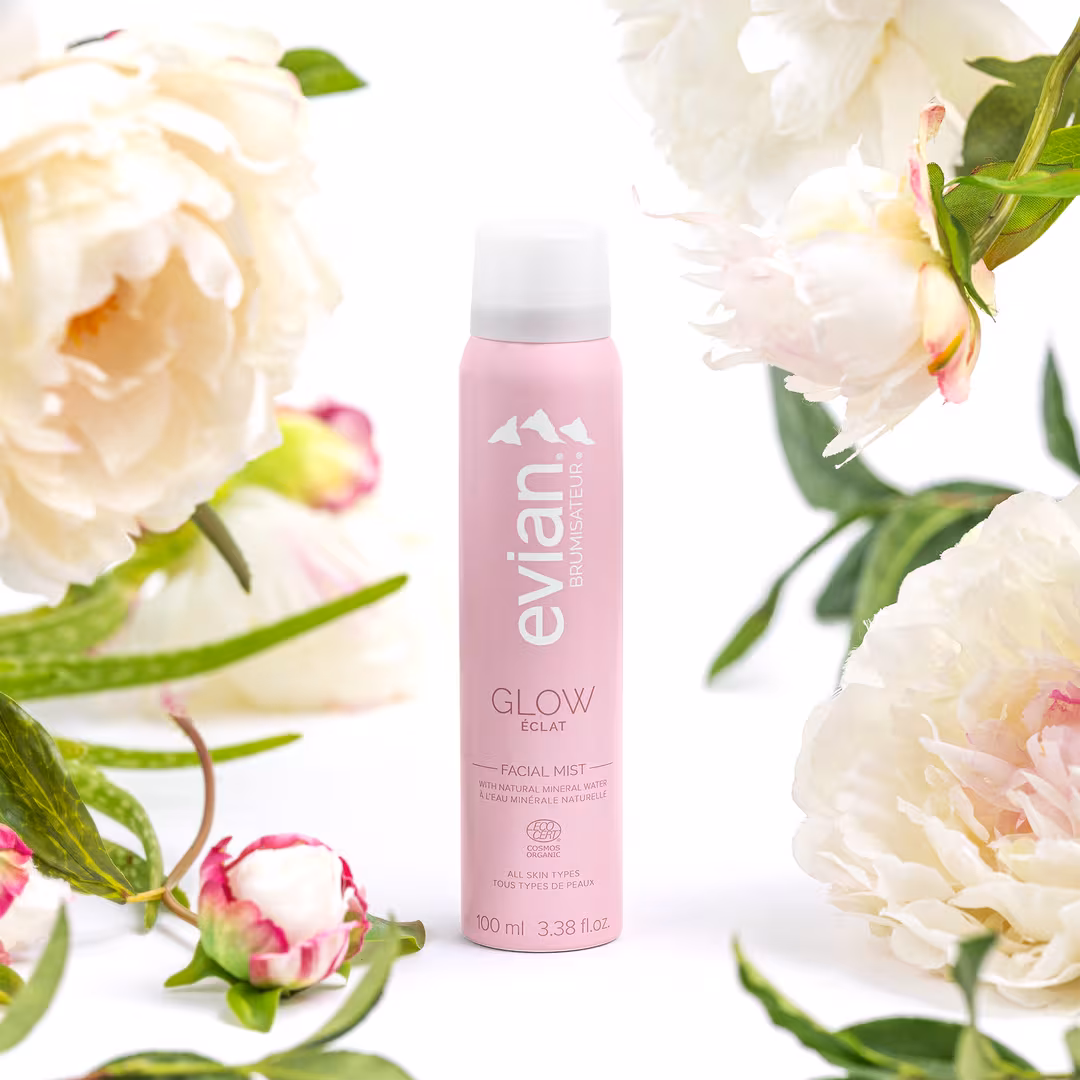 Evian Mineral Spray  Glow Facial Mist with Natural Mineral Water