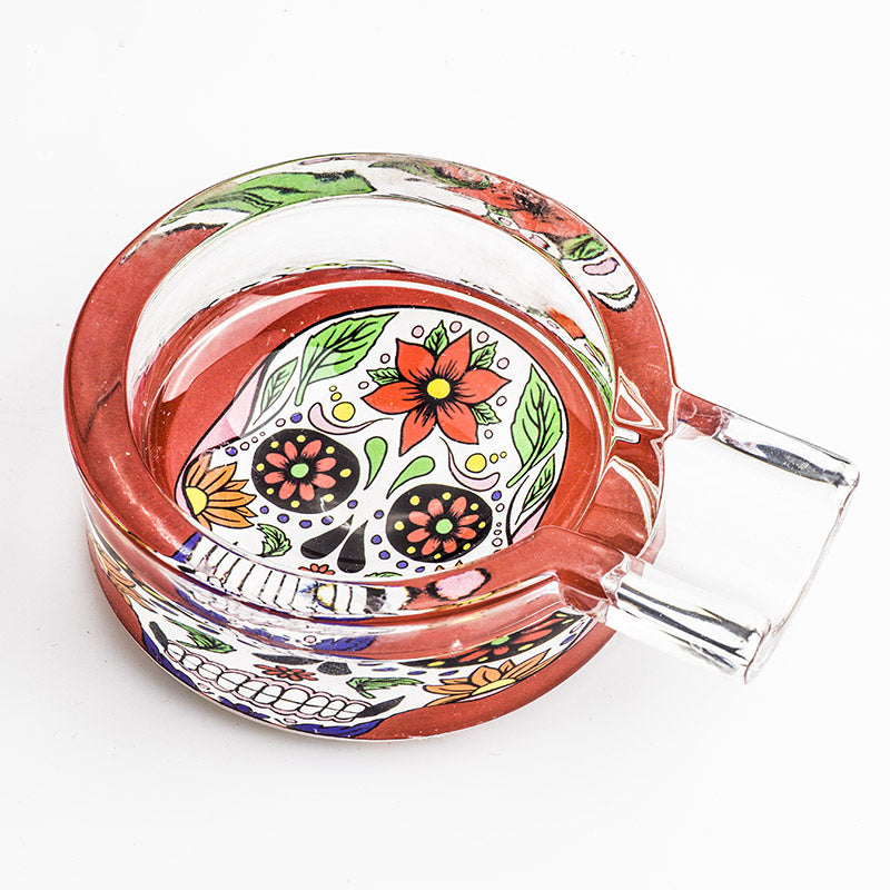 Day of Dead Skull Glass Ashtray (Random Pattern)