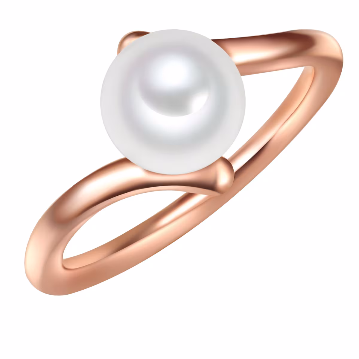 Ring Sterling Silber Süßwasser-Zuchtperle in Roségold