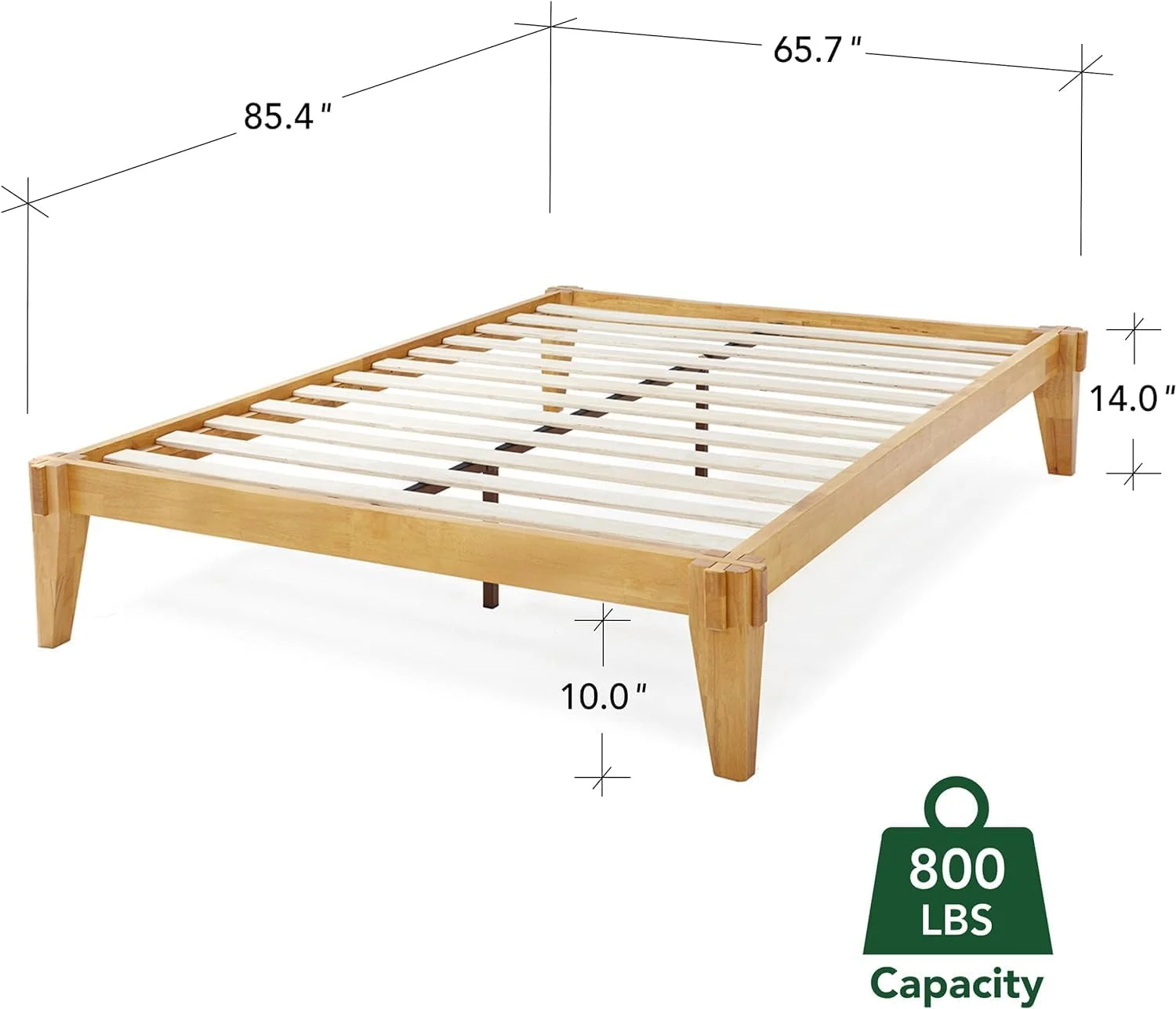 Bme Chalipa 14 Queen Bed Frame - Solid Wood Platform Bed - Japanese Joinery Bed Frame - Wood Slat Support - No Box Spring Needed - Easy Assembly - Minimalist & Modern Style, Natural