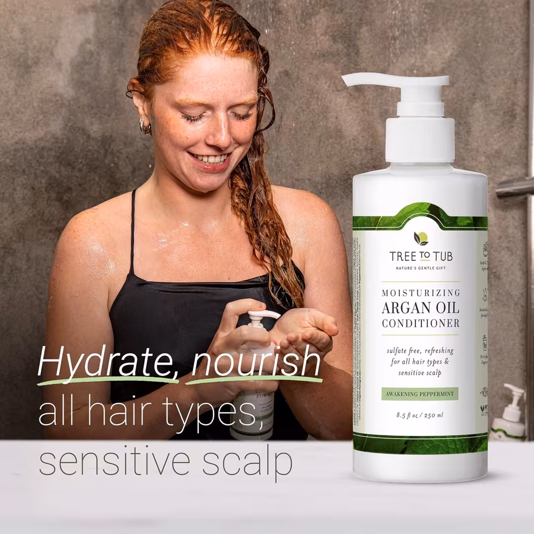 Tree To Tub  Moisturizing Argan Oil Conditioner in Peppermint Scent for All Hair Types