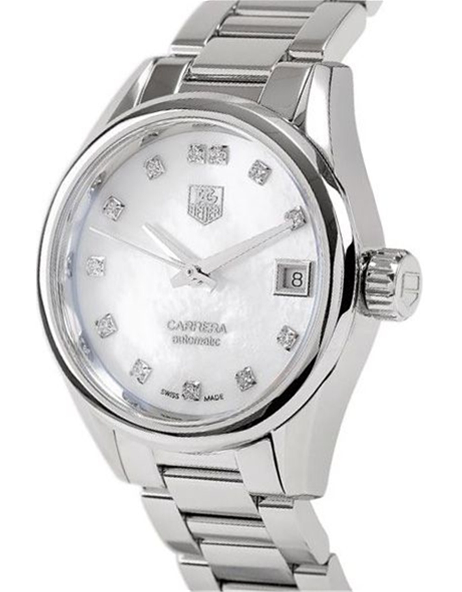 Replica Tag Heuer Carrera Mother Pearl White Dial l WoMen's Watch WAR2414.BA0776 28MM