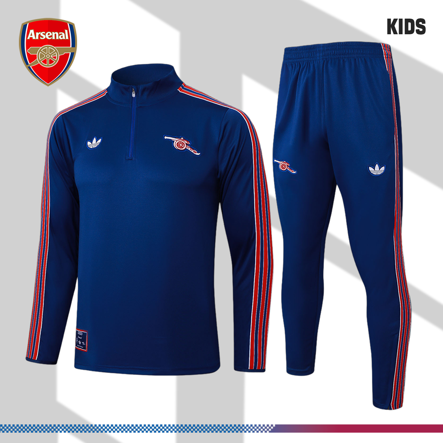 2025/2026 Arsenal Dark Blue Kids Half Zip Training Clothes (Kids Kit)