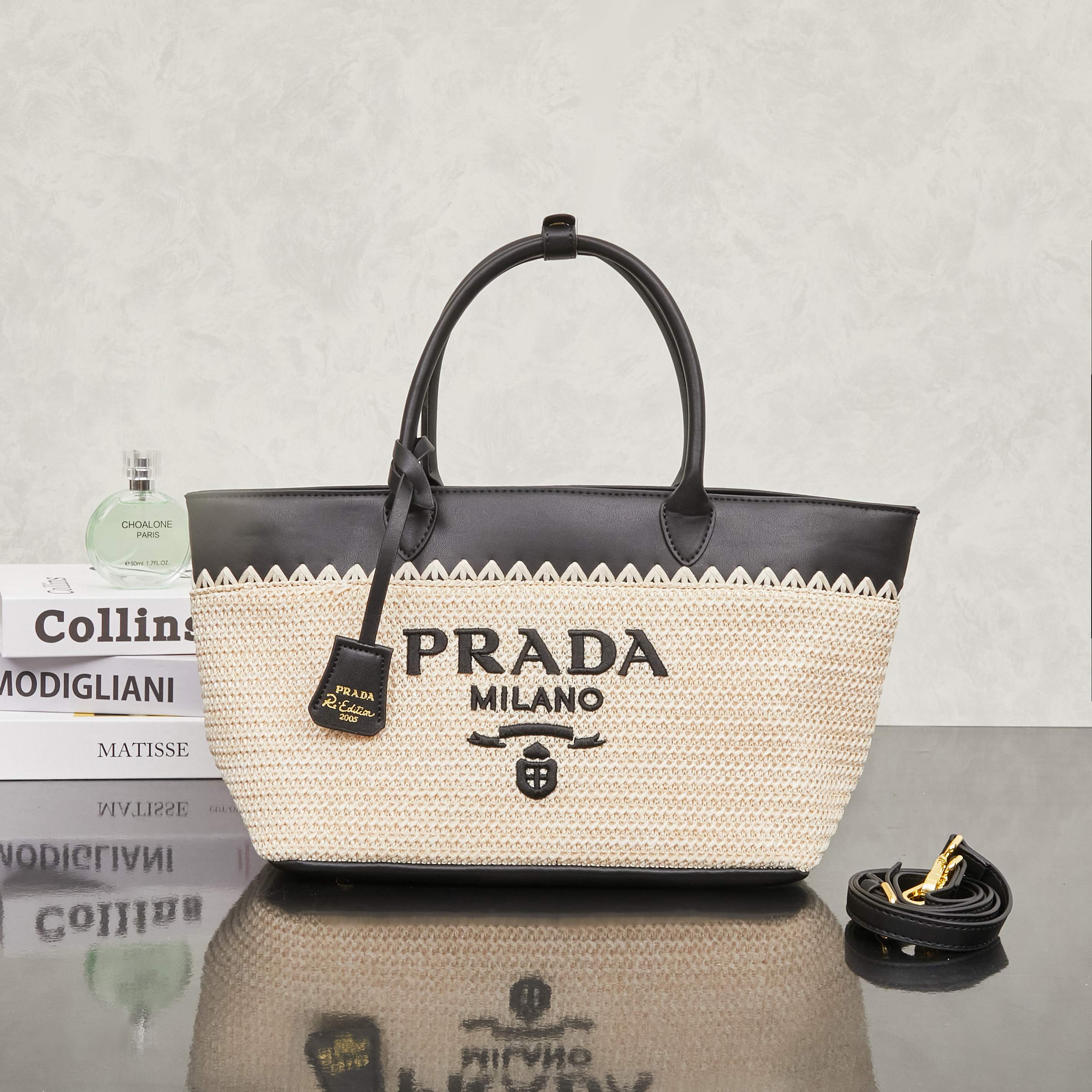 Prada Re-Edition MediumRaffia Tote Bag