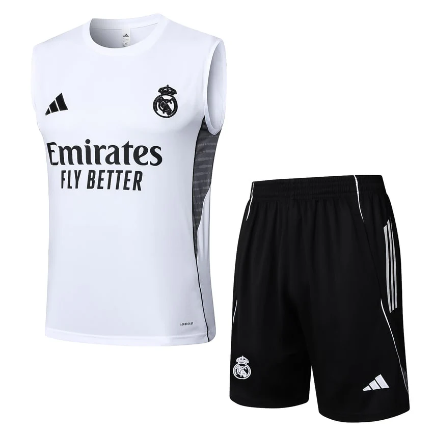 Real Madrid Tank Top Shorts Men 2025 2026 Light White