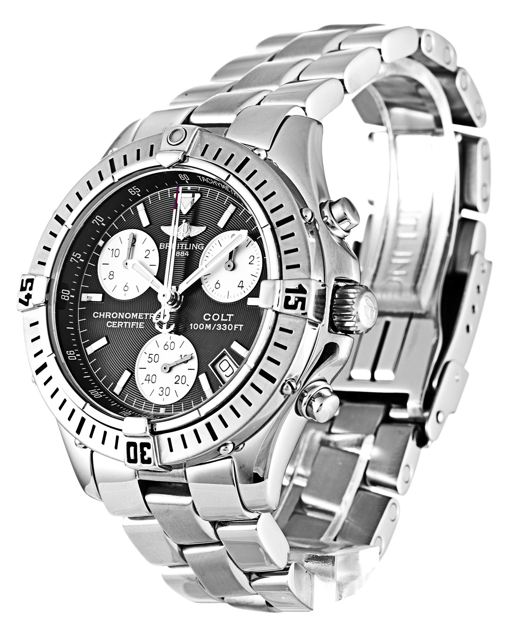 Replica Breitling Colt Quartz Black Dial Stick Markers A73350