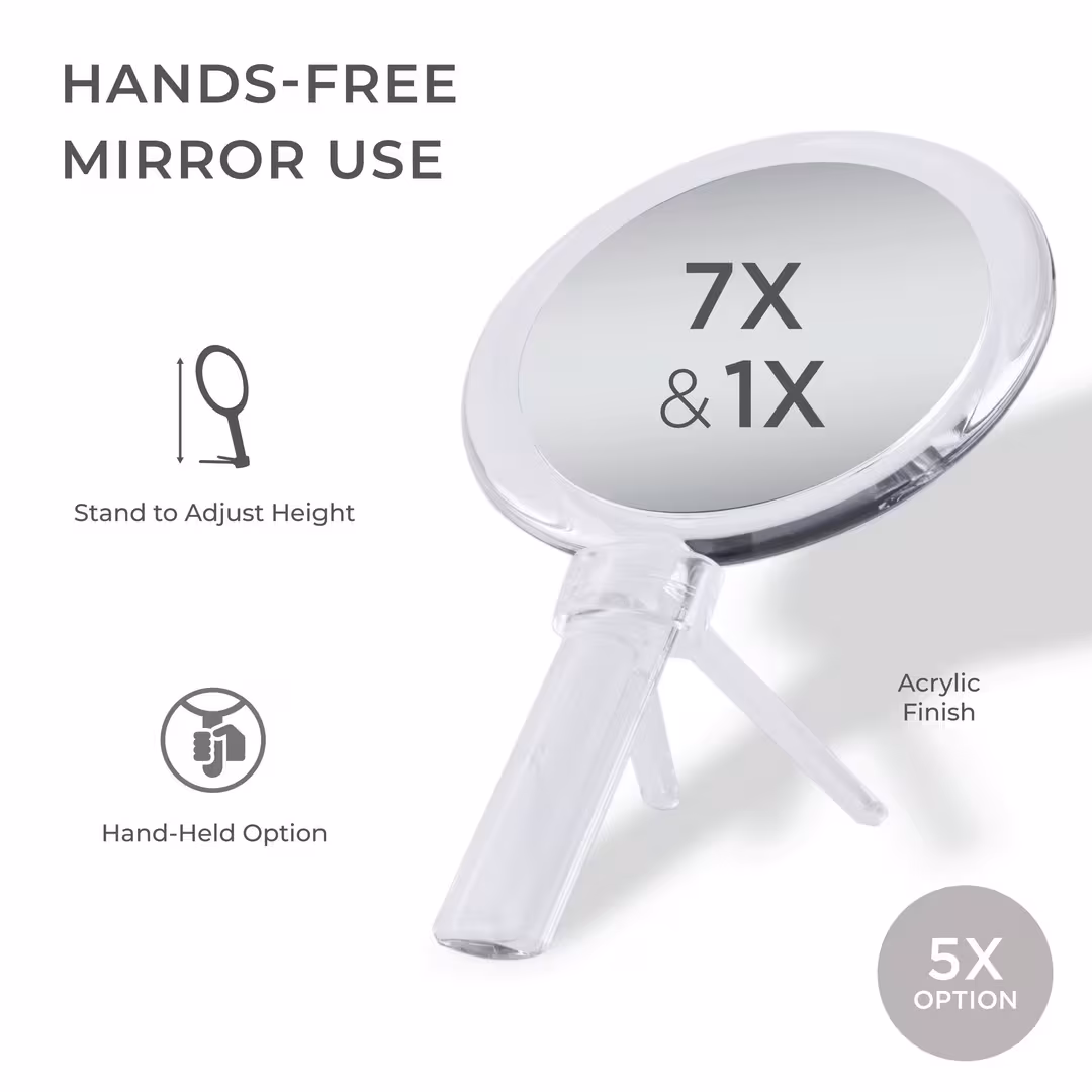 Zadro  Double-Sided Hand Mirror with 7X/1X Magnifications & Stand