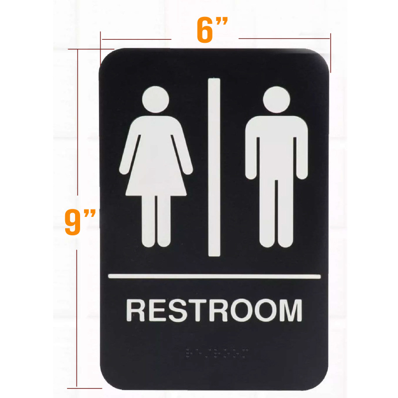 Injection-molded high-end American ADA raised three-dimensional braille sign for restrooms