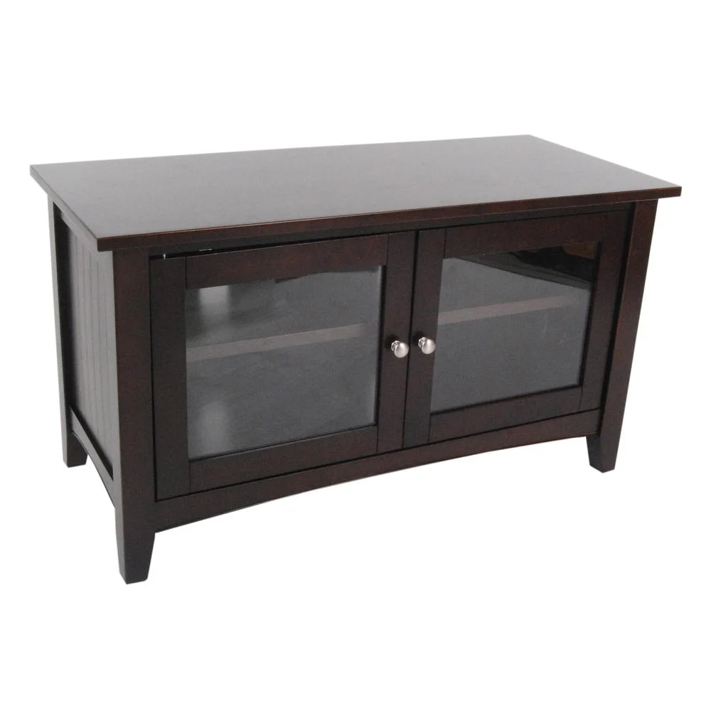 Alaterre Furniture Shaker Cottage 36" TV Stand, Storage Glass Cabinet, Accent Living Room Furniture, Black