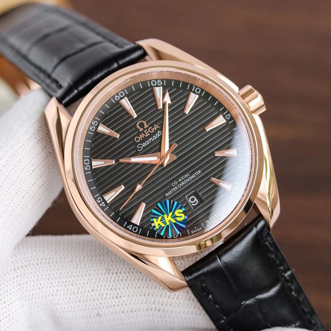 Omega Watch SEAMASTER AQUA TERRA 41MM ROSE GOLD CASE LEATHER STRAP