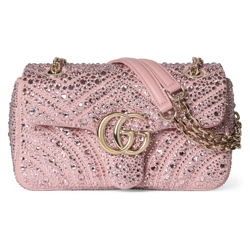 Gucci Marmont Small Shoulder Bag with Crystal Embellishments