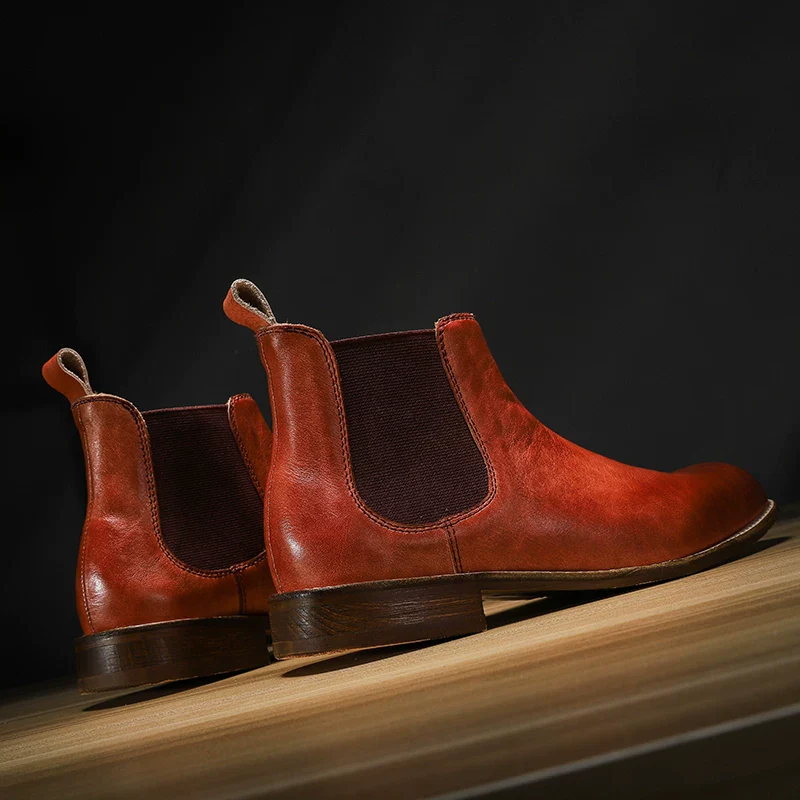 Men's handmade pointed chelsea boots
