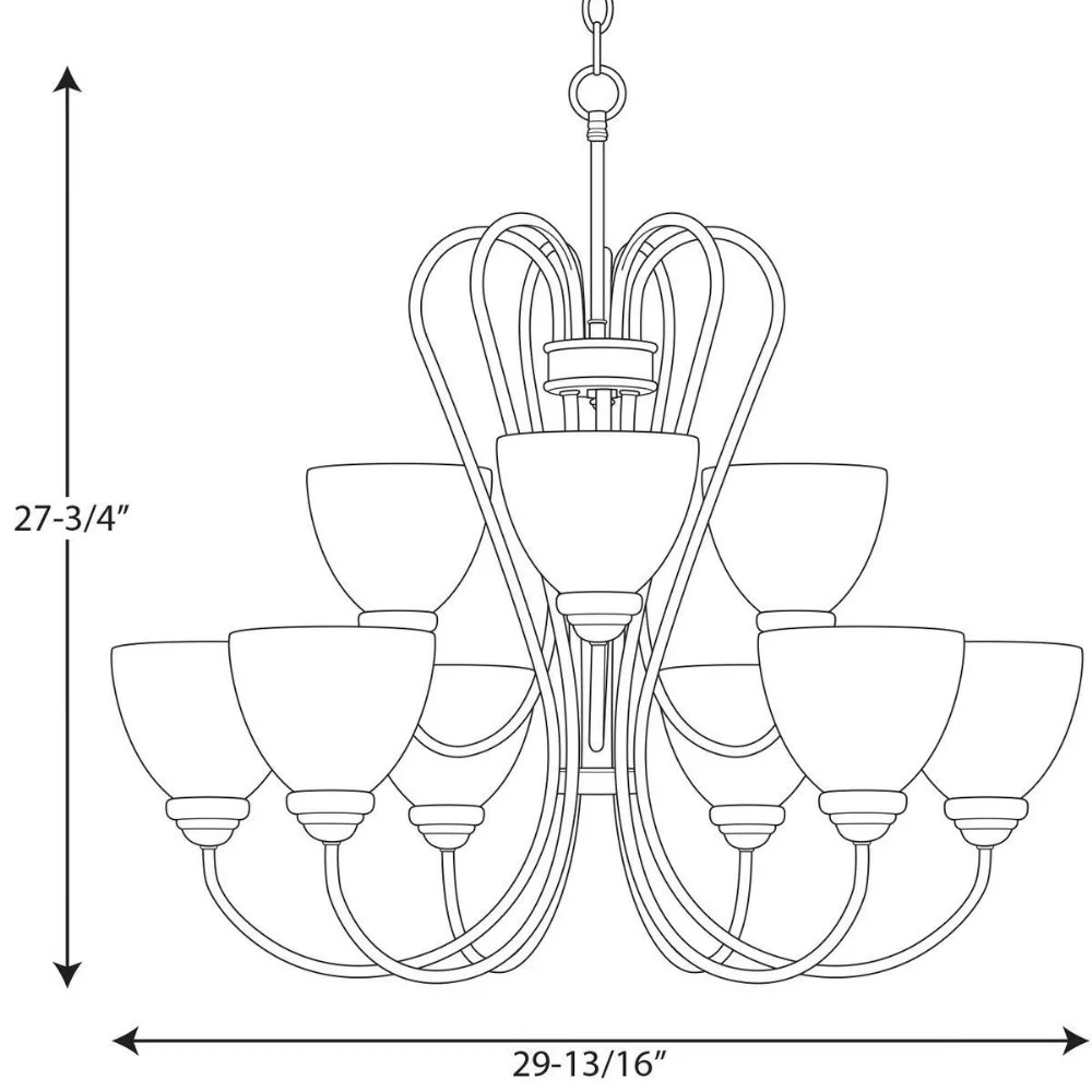 P4668-09-Progress Lighting-Heart - Chandeliers Light - 9 Light in Farmhouse style - 29.81 Inches wide by 27.75 Inches high-Brushed Nickel Finish