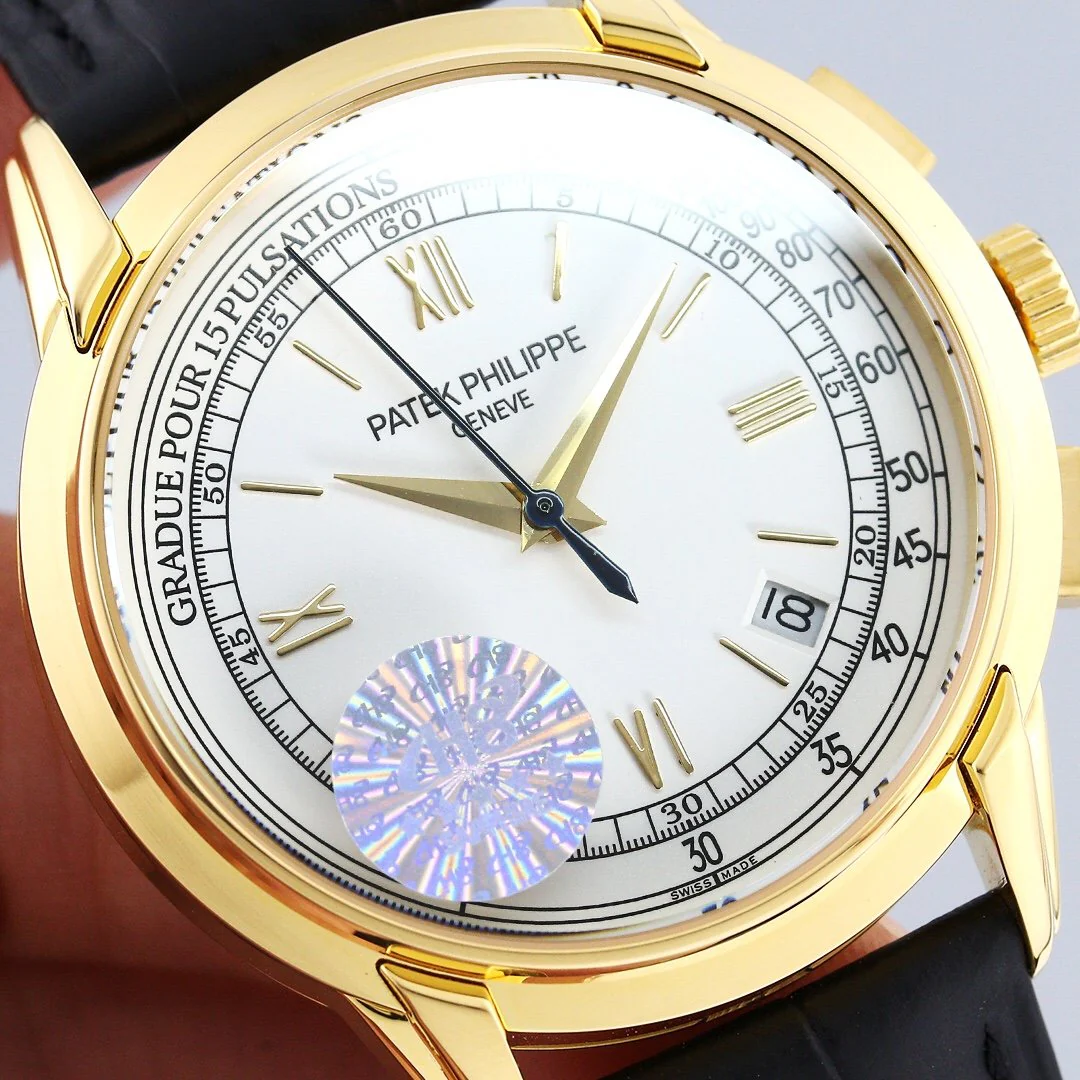 Patek Watch CHRONOGRAPH GOLD CASE 5975 WHITE DIAL