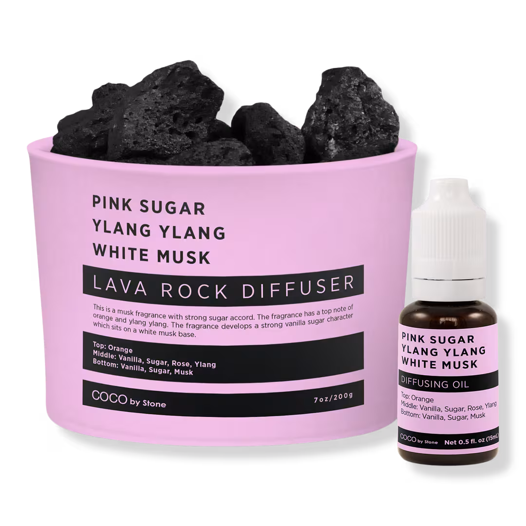 COCO by Stone  Pink Sugar Ylang Ylang White Musk Lava Rock Diffuser with Oil Starter Pack