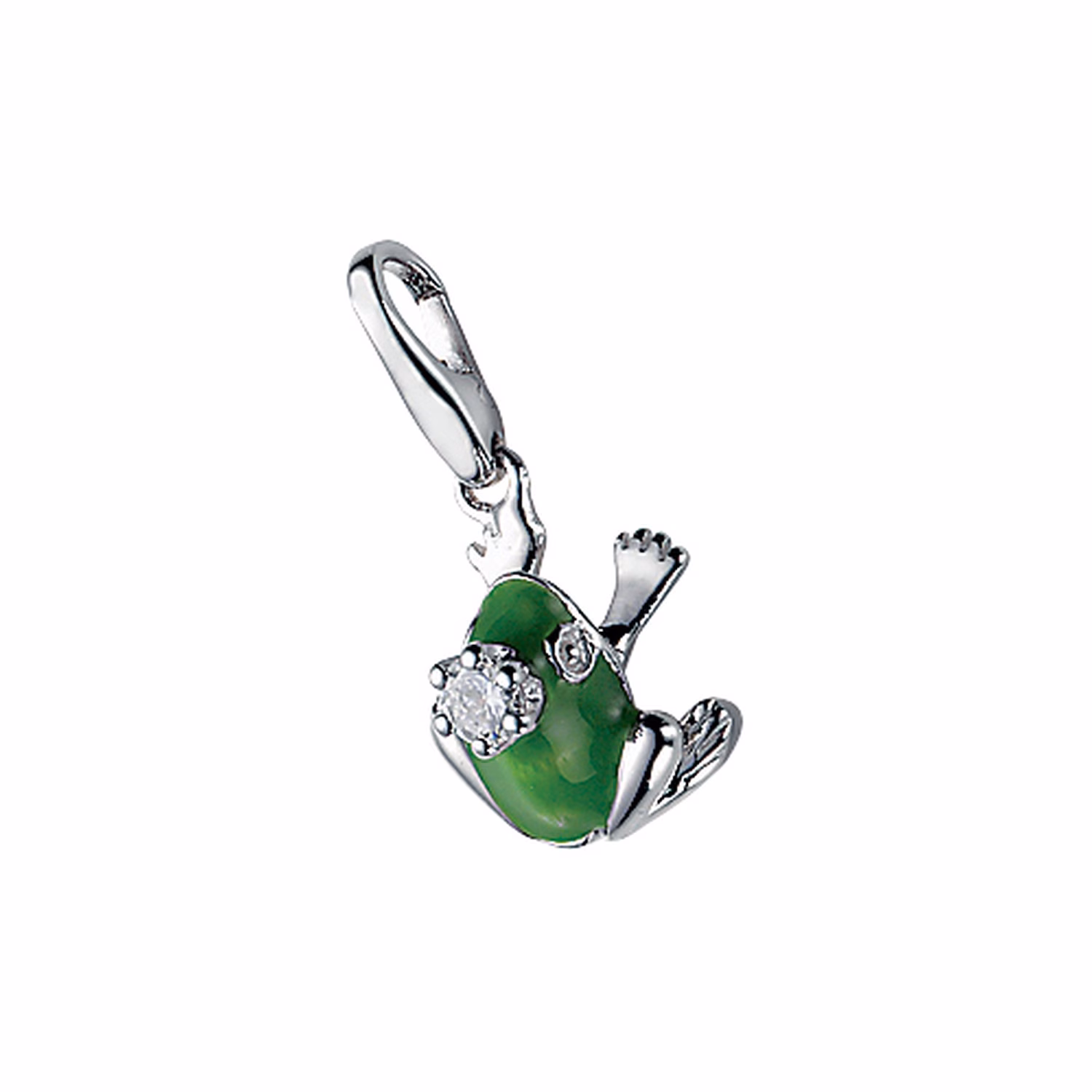 Charm Frosch mit Krone und Zirkonia, Silber 925