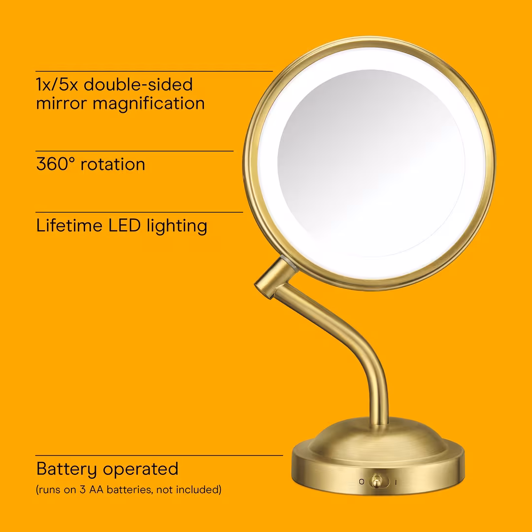 Conair  1X & 5X Maginification LED Brass Mirror