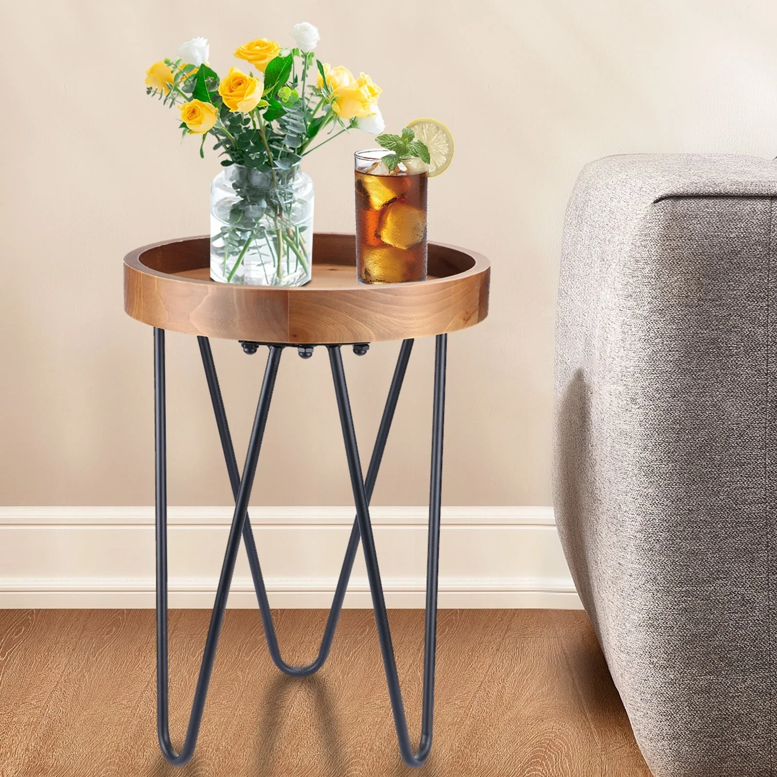 Plant Stand MUMTOP  Flower Pots Holder Round End Table for Indoor Outdoor Garden & Patio
