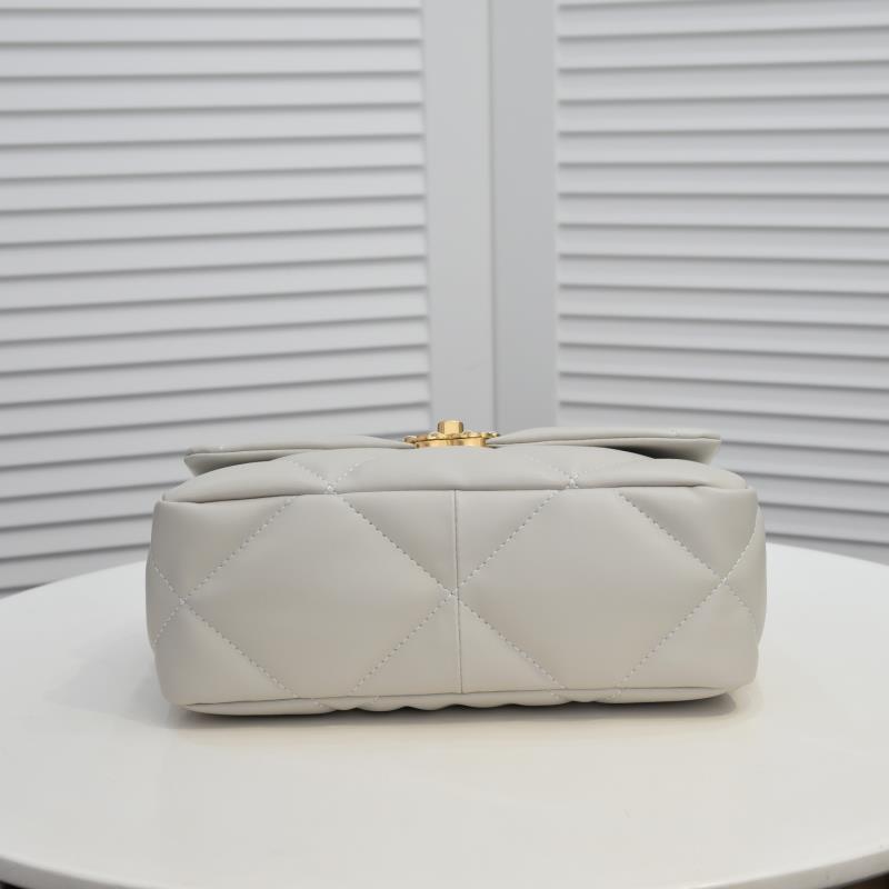 Chanel Calfskin Quilted Chanel 19 Flap White -Golden - Bag