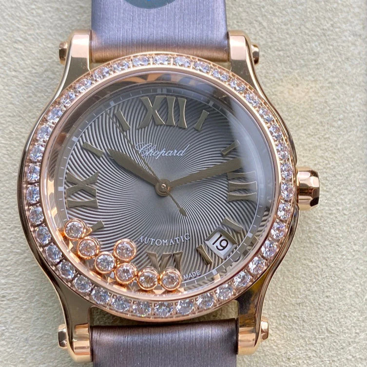 Chopard Watch Happy Diamond 33mm Pink Gold Grey Dial