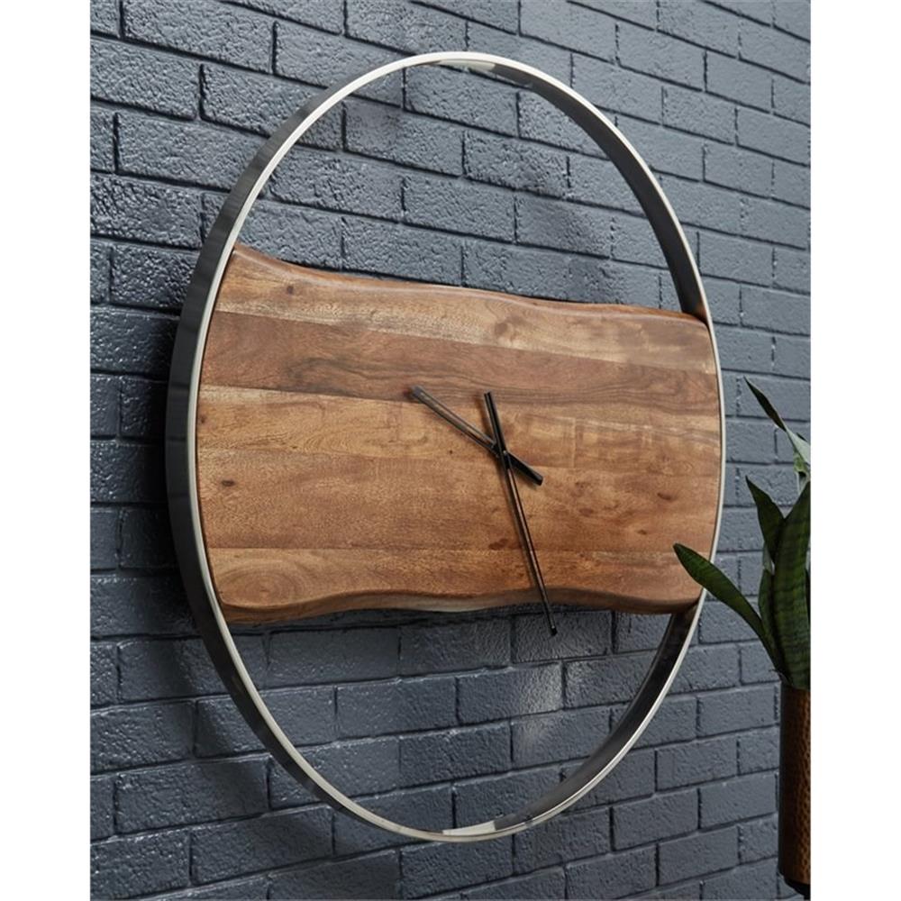 Signature Design by Ashley Casual Panchali Wall Clock  Brown/Silver Finish