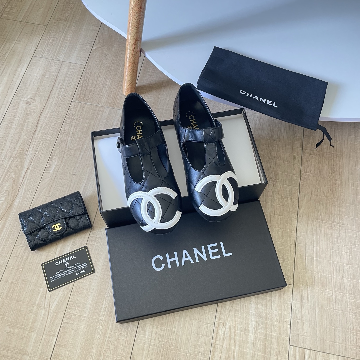 Chanel Quilted T-Strap Mary Jane Flats