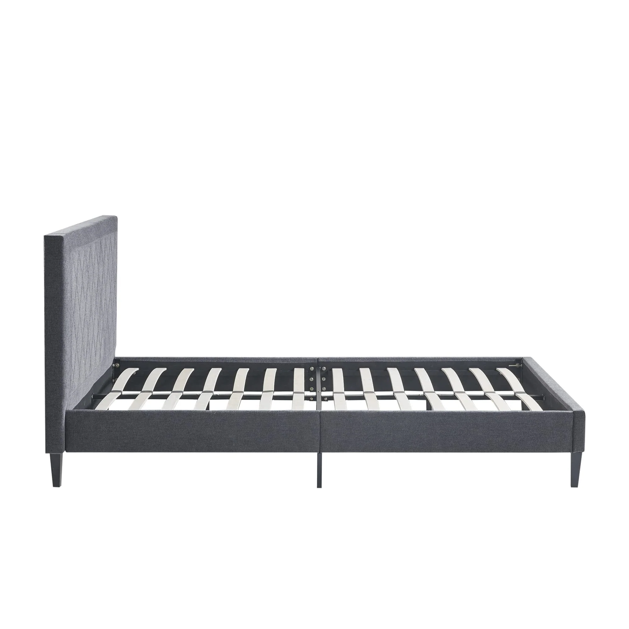 510 Design Wooden Full Size Quilted Upholstered Platform Bed Frame Bedroom with Headboard Charcoal