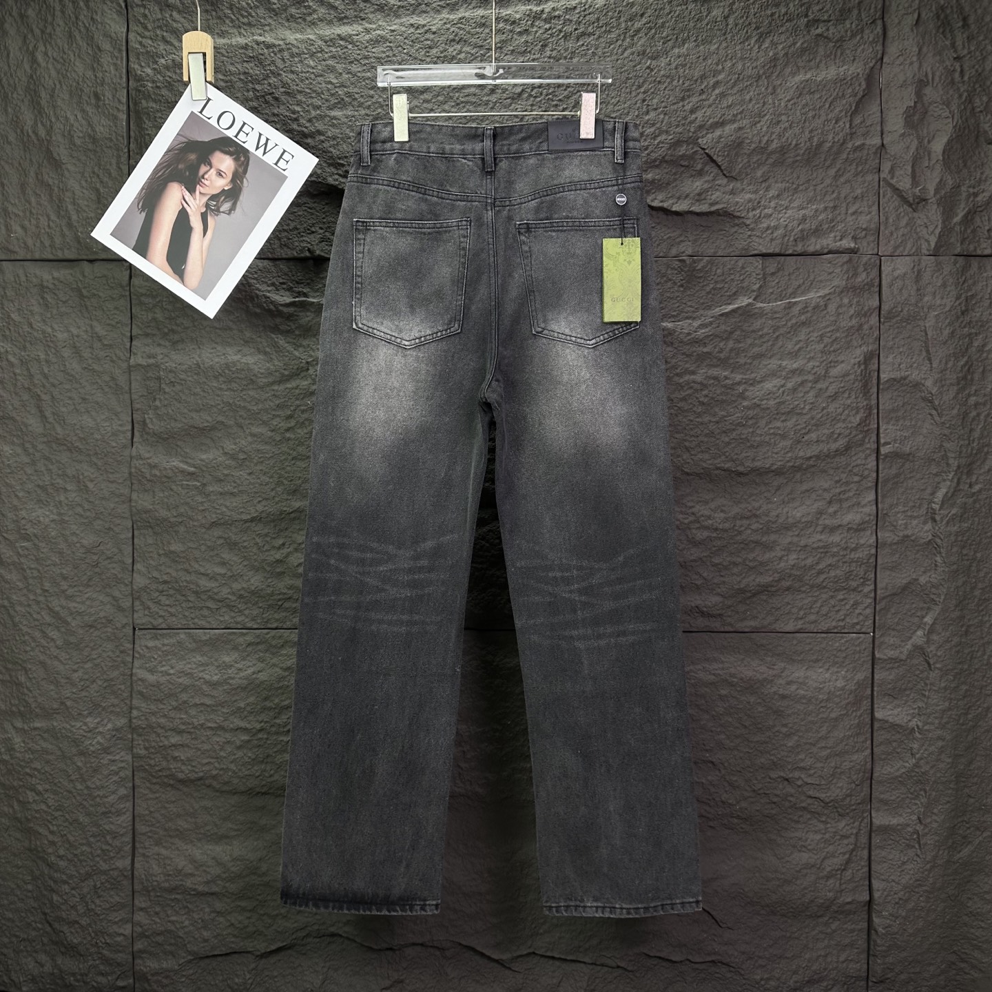 Gucci Horsebit-detail Denim Pants in Dark Grey