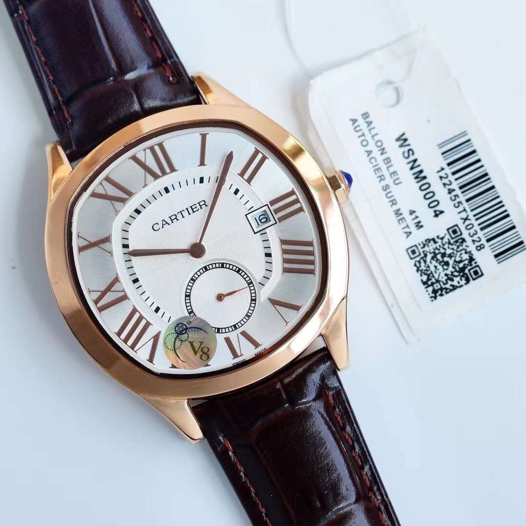 Cartier Watch DRIVE DE CARTIE SECOND TIME ROSE GOLD CASE LEATHER