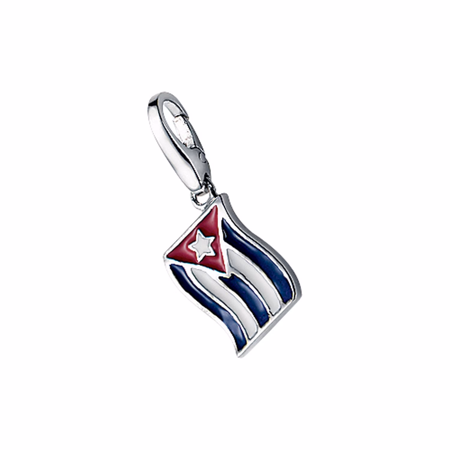 Charm Kuba-Flagge, Silber 925