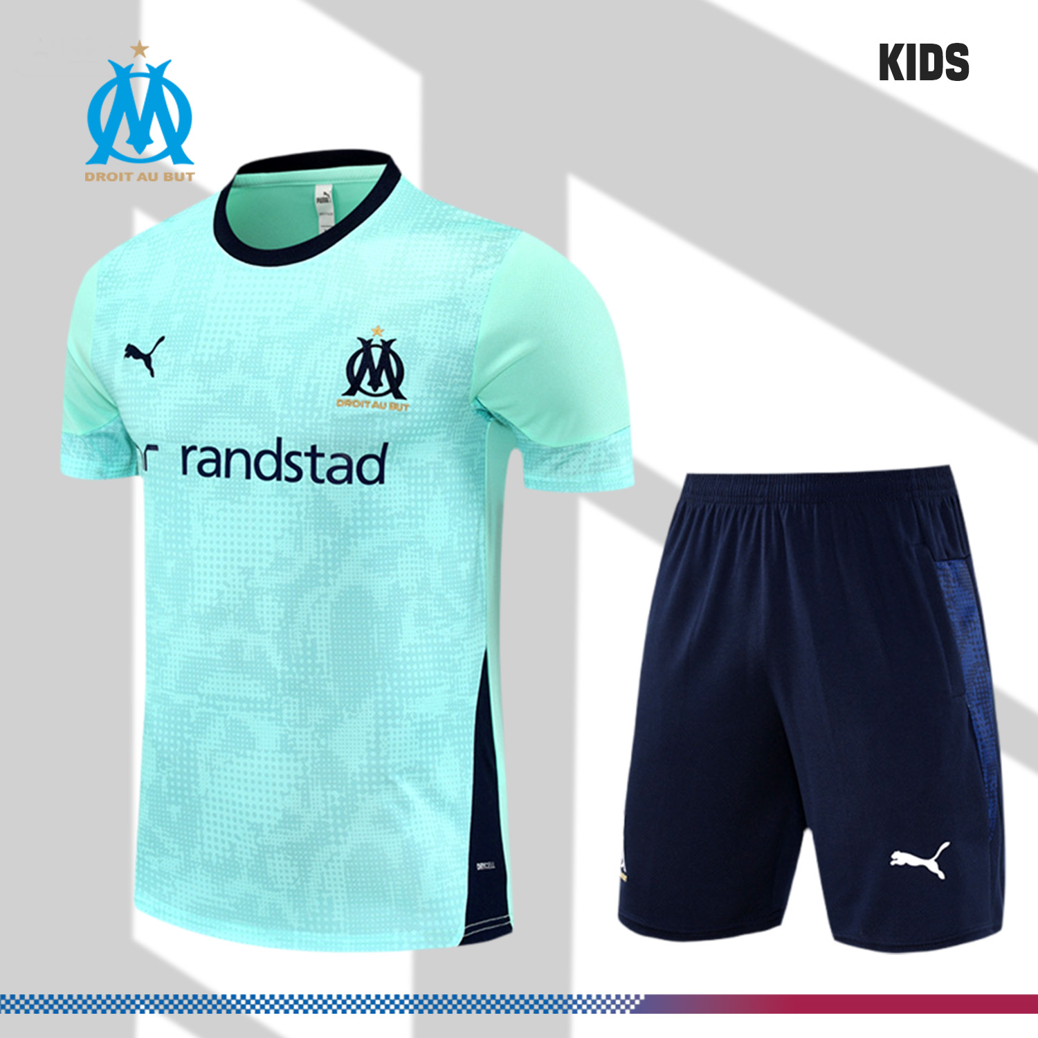 2025/2026 Marseille Short Sleeve Training Jersey for Kids (Kids Kit)