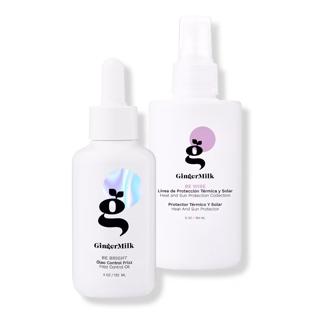 Ginger Milk  Heat & Sun Protector and Anti-Frizz Hair Oil Duo with Jojoba & Macadamia Oil, 2-Piece