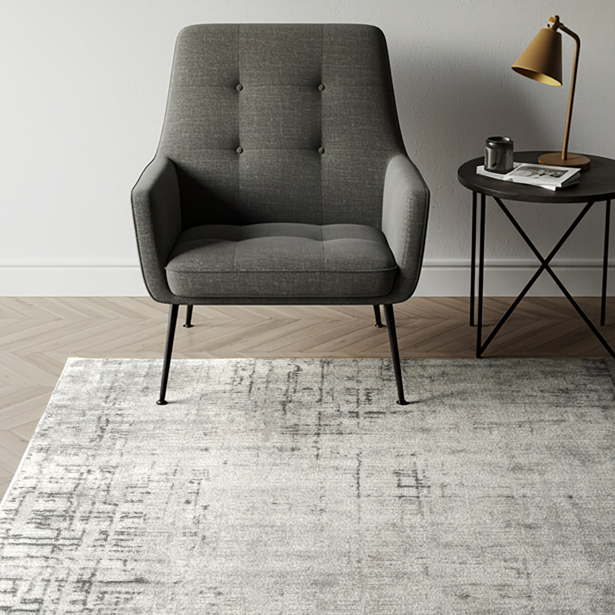 Divina Area Rug, Aloma Cream & Gray, 5’3” x 7’