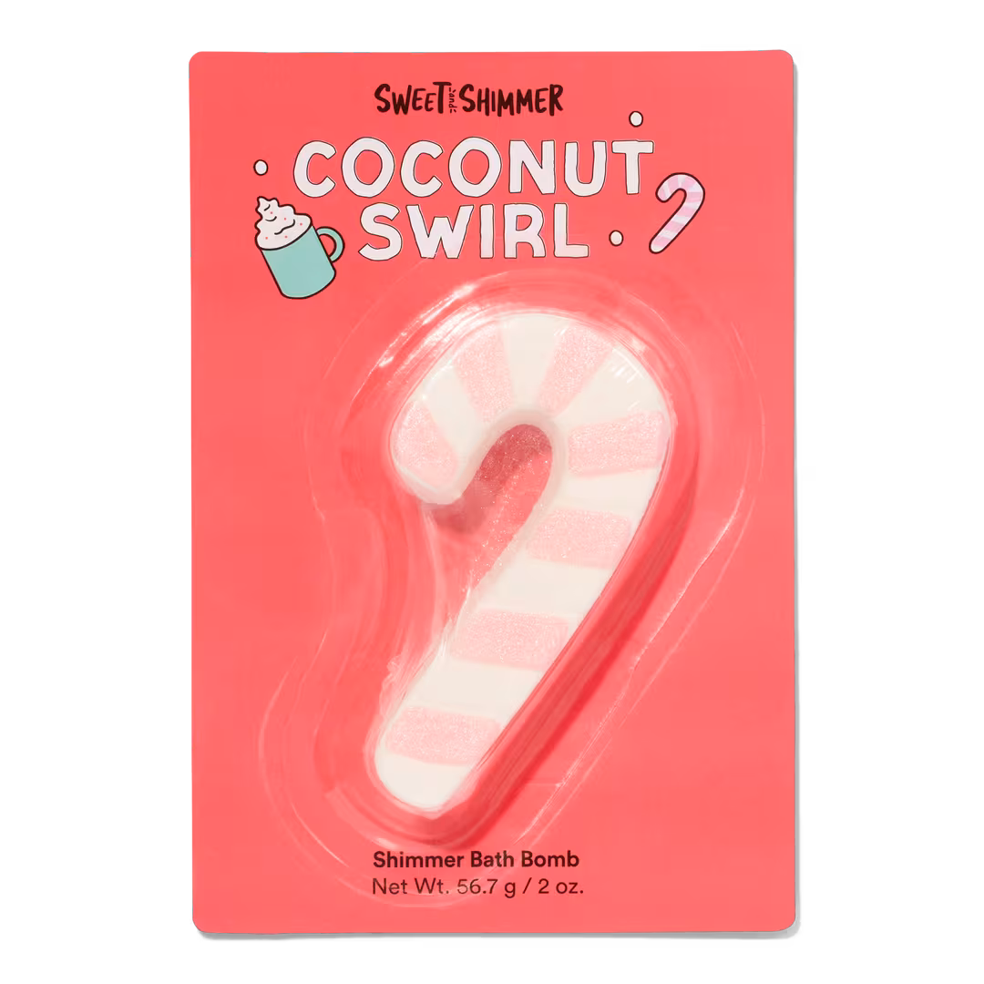 Sweet & Shimmer  Coconut Swirl Candy Cane Bath Fizzer