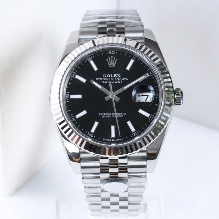 Rolex Watch DATEJUST 41MM SILVER BLACK DIAL Watch
