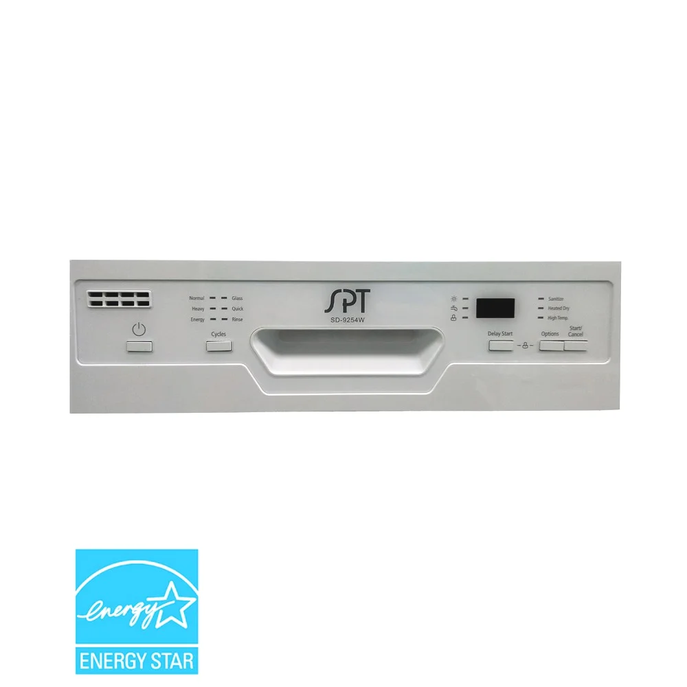 Sunpentown 18" Built-In Dishwasher with Heated Drying, Energy Star, White, SD-9254W