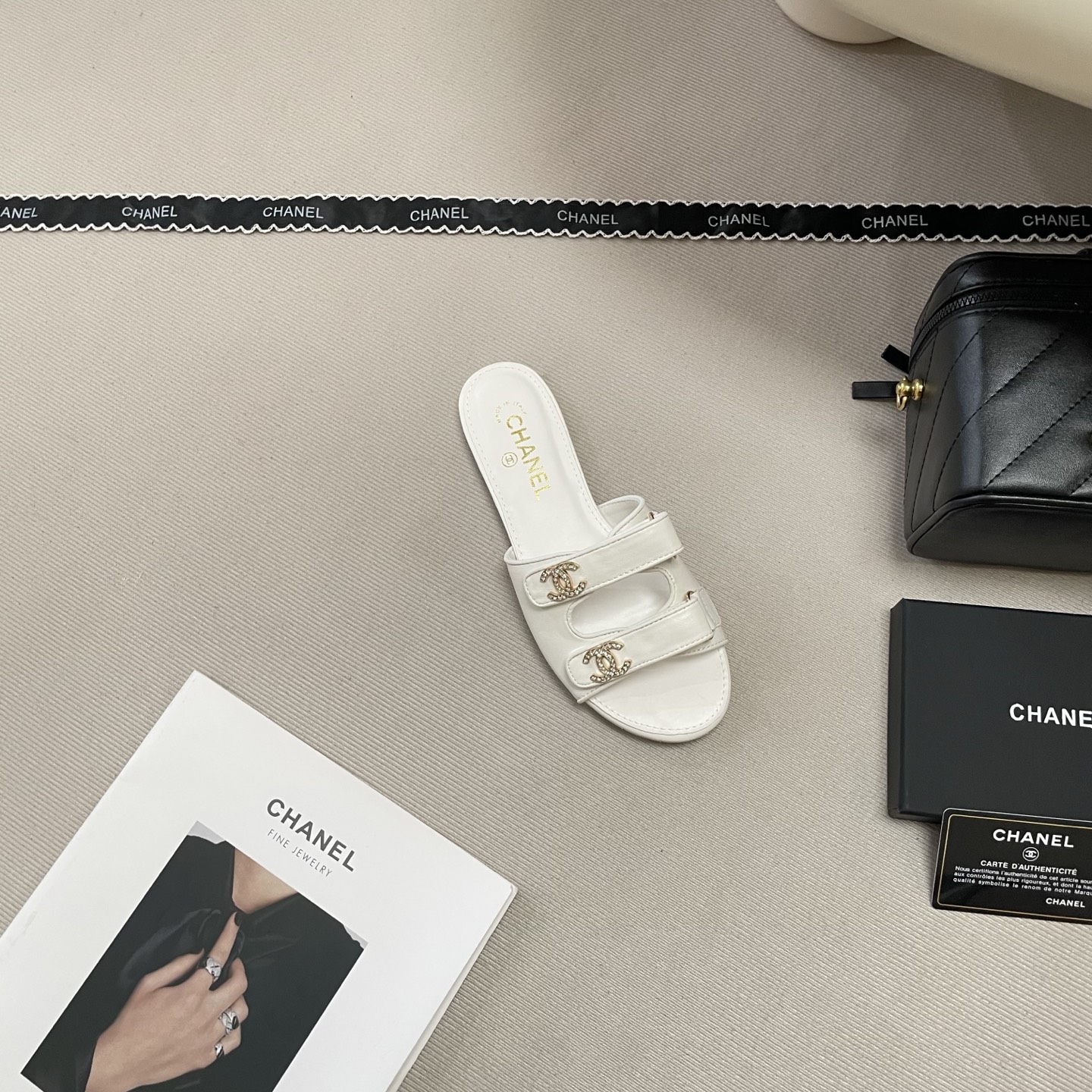 Chanel 26P Double C Diamond Buckle Velcro Slippers
