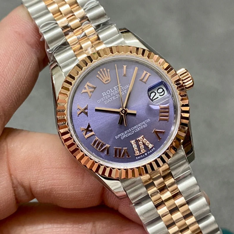 Rolex Watch DATEJUST 31MM PINK GOLD STEEL PURPLE DIAL