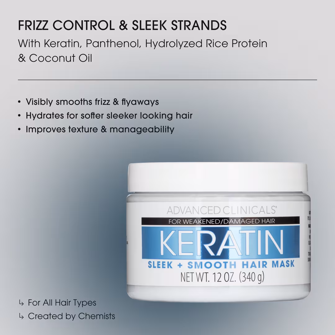 Advanced Clinicals  Sleek + Smooth Keratin Hair Mask
