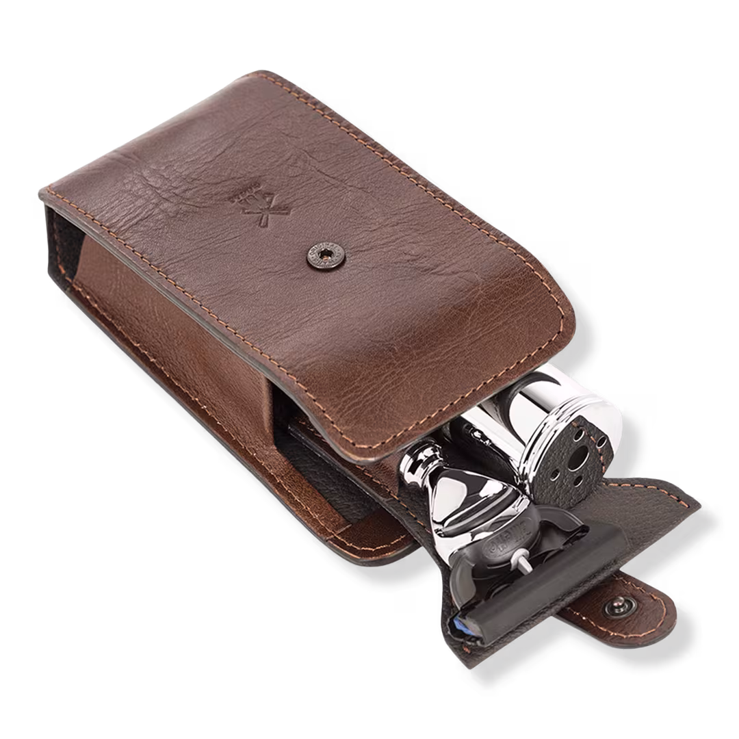 MÜHLE  Travel Florentine Leather Silvertip Fiber & Fusion Shaving Set