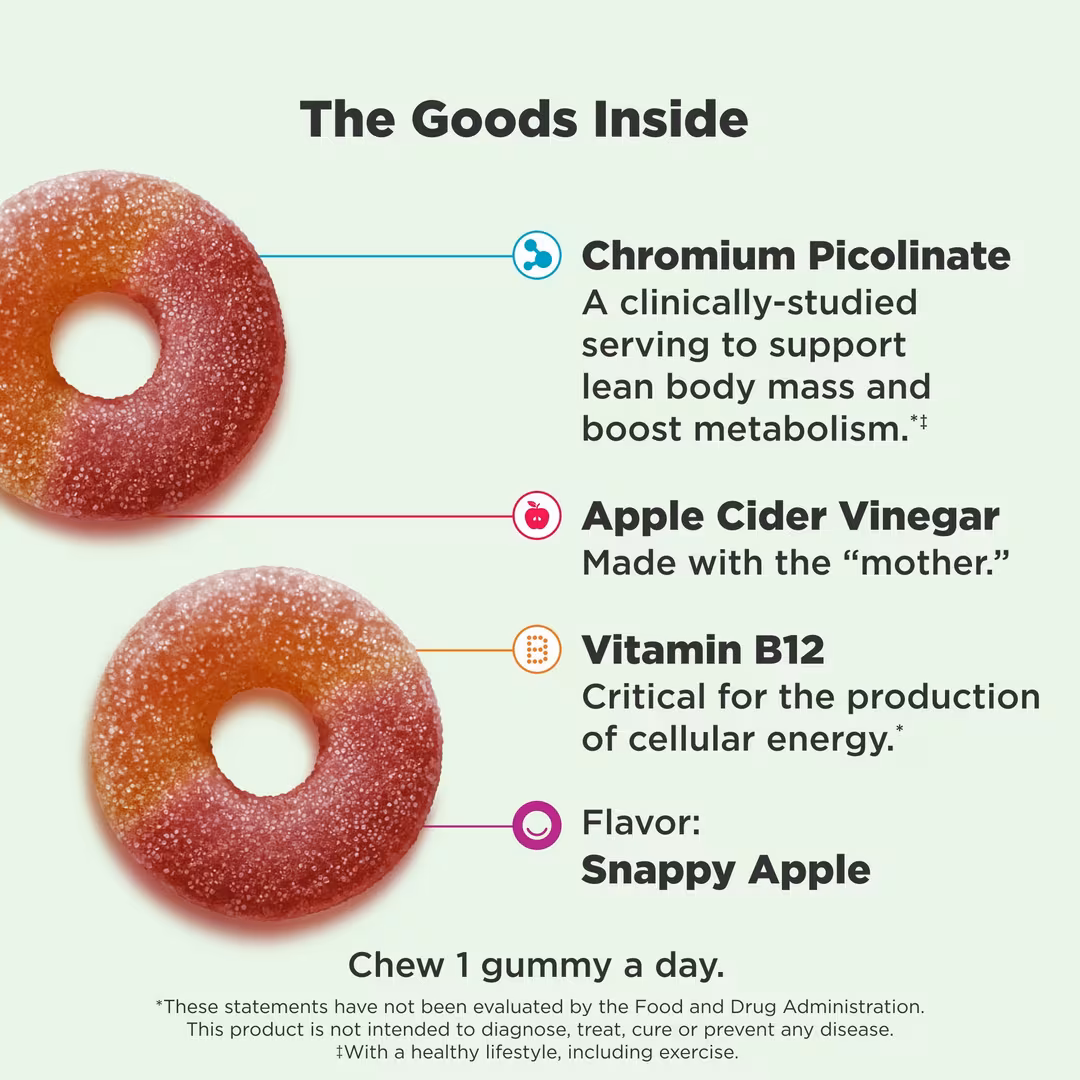 OLLY  Metabolism Gummy Rings Supplement with Apple Cider Vinegar